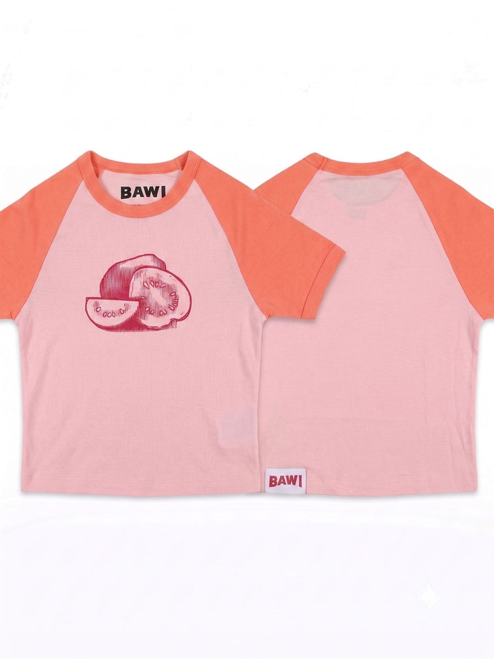 Pink and orange shirt with &