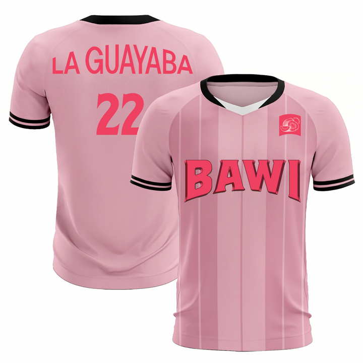 Pink sports jersey with &